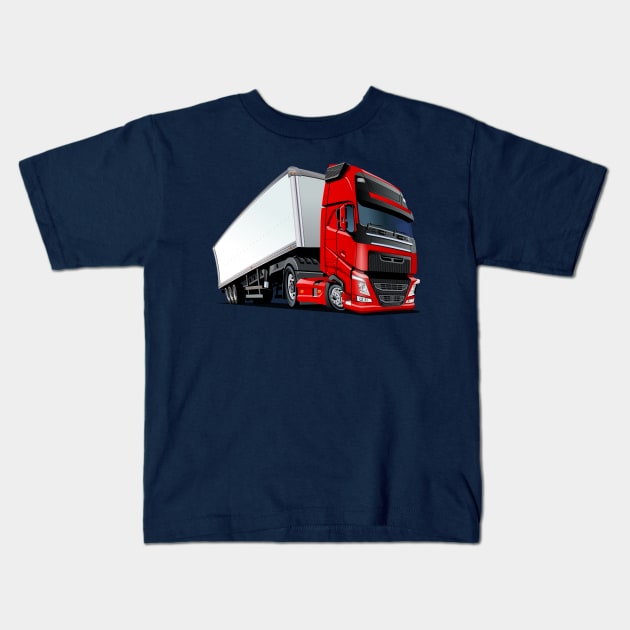 Cartoon truck Kids T-Shirt by Mechanik